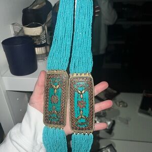 Turquoise Beaded Necklace with Intricate Pendant
